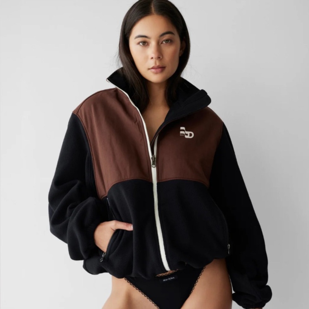 Brown and Black fleece Jacket